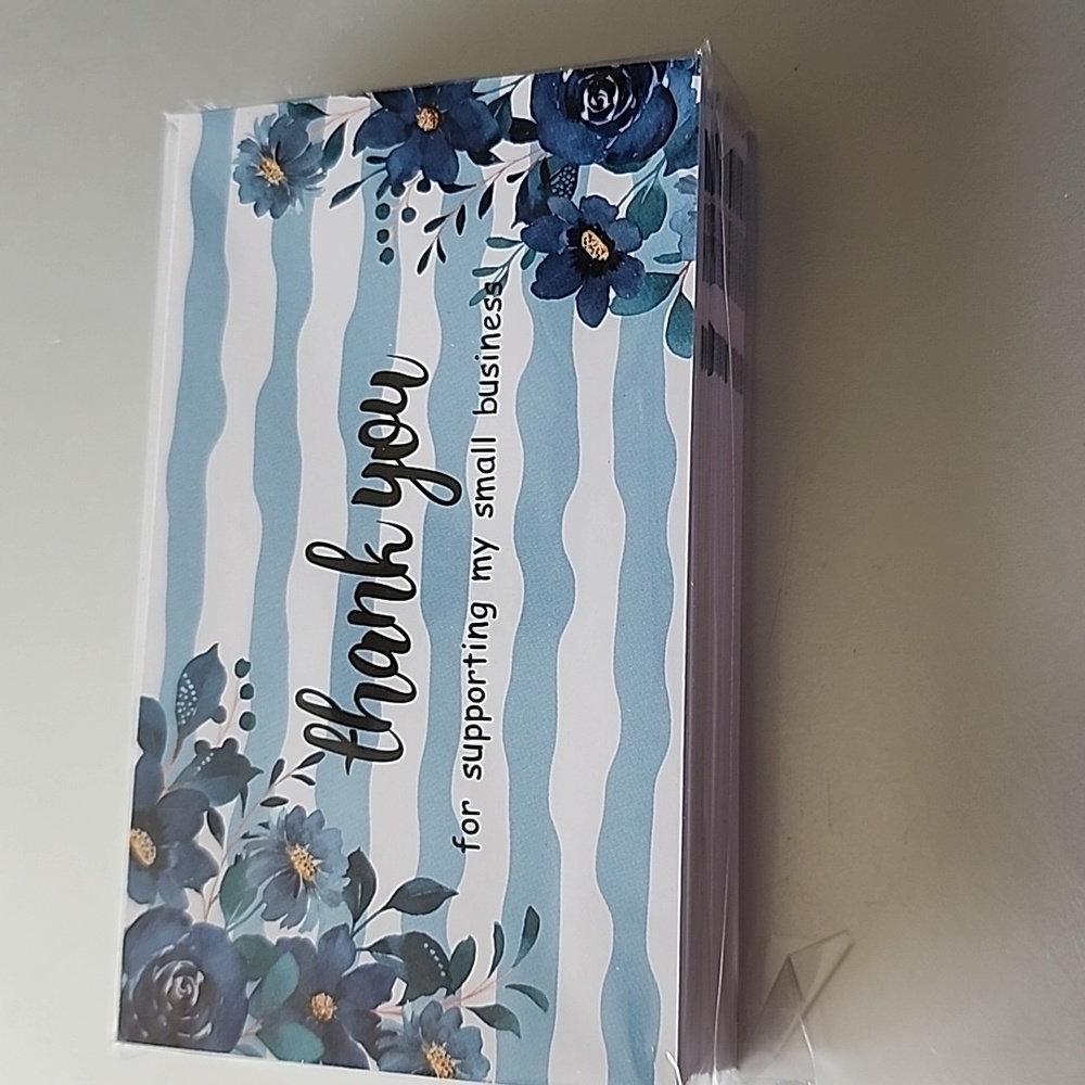 Thank You For Your Purchase BLUE FLOWER BUSINESS CARDS 50 COUNT